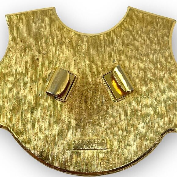 Accessocraft N.Y.C. Gold Tone Metal Patriotic Eagle Enamel Statement Shield Clip - Picture 7 of 9